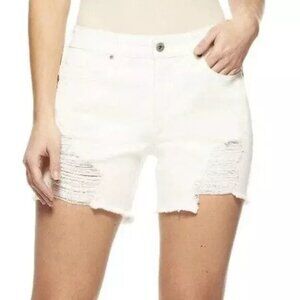 NWT Sofia Vergara Lila Easy Jean Cut-off Shorts Distressed White Size 6